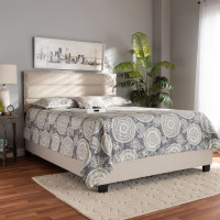 Baxton Studio CF9084C-Beige-Queen Ansa Modern and Contemporary Beige Fabric Upholstered Queen Size Bed